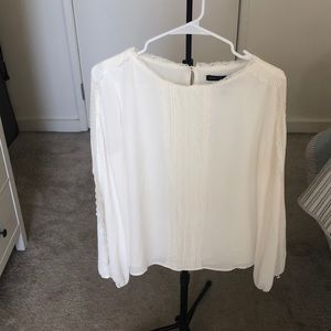White Ruffle Sleeve Blouse